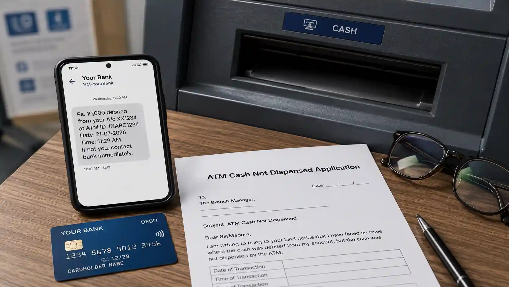 ATM Cash Not Dispensed Application Format