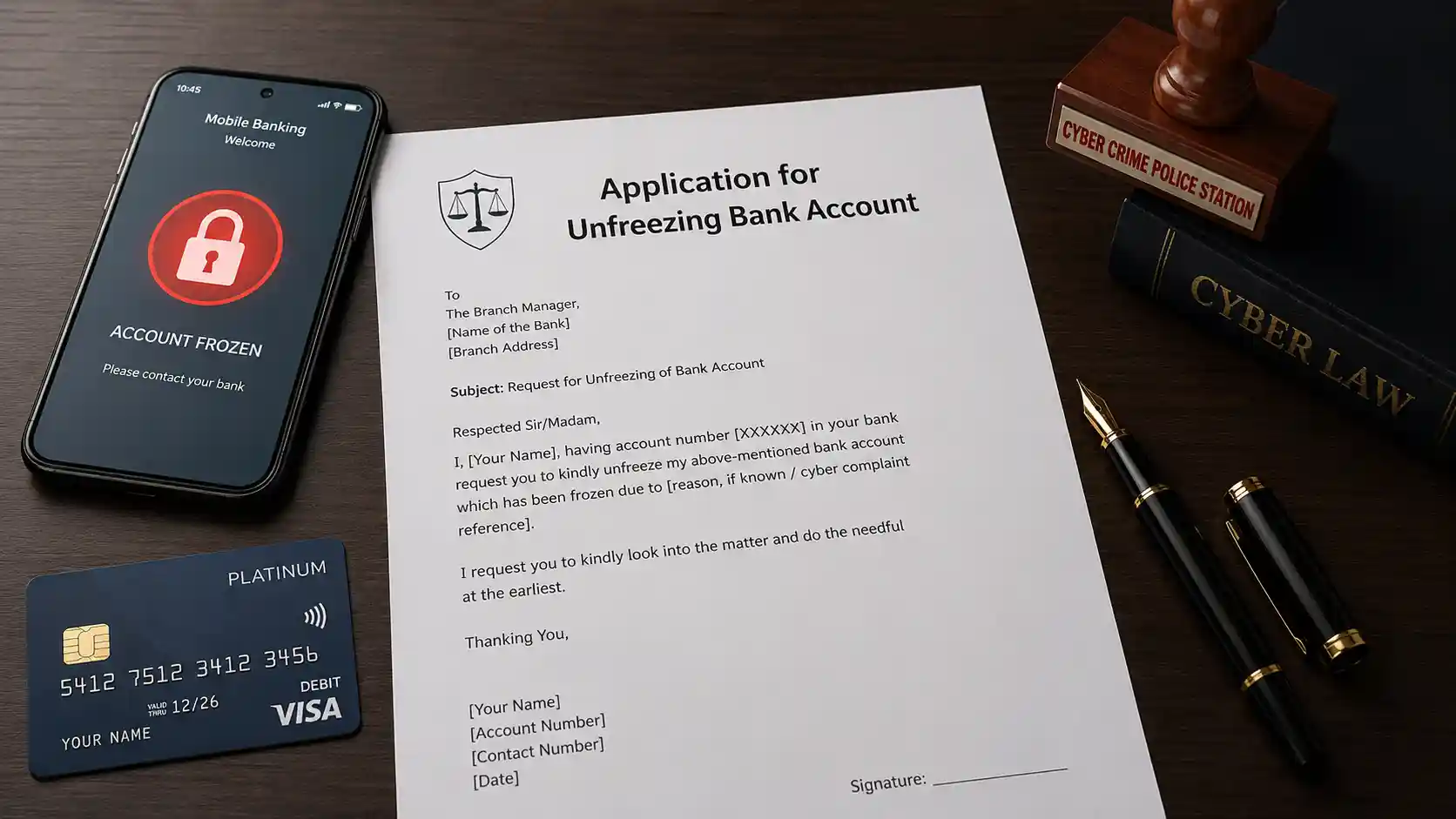 Bank Account Unfreeze Application Format